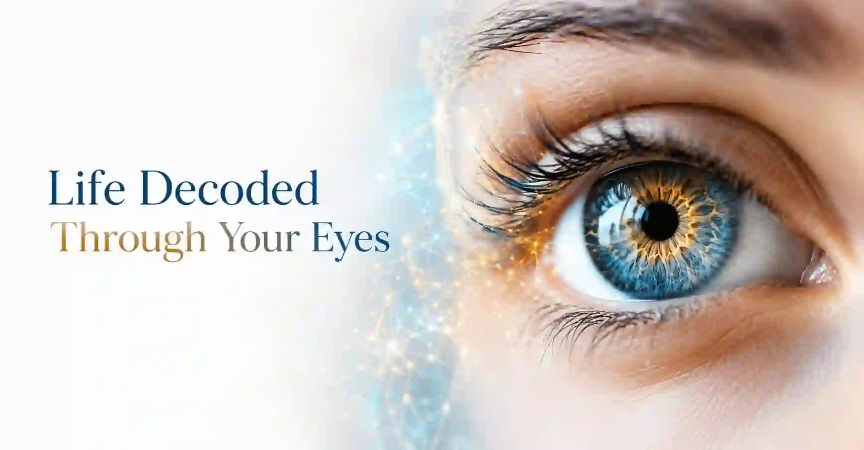 Close-up human eye representing personality discovery, self-awareness and iris analysis with Vani
